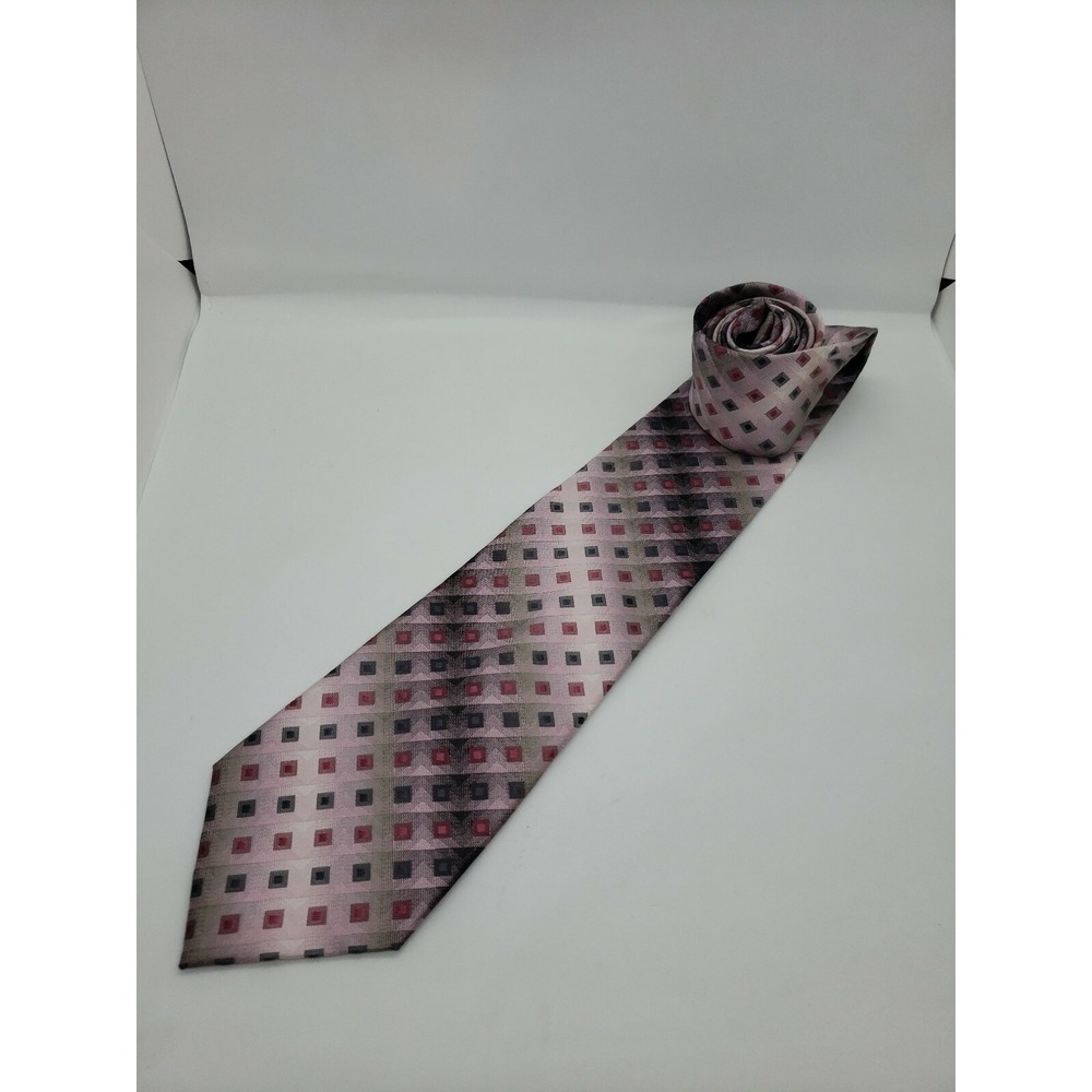 John Ashford Neck Tie Unisex Pink Ombre'‎ Diamond Stripes Stain Resistant